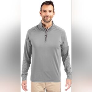 Cutter & Buck Adapt Eco Knit Quarter Zip Pullover Light Grey Men’s XXL